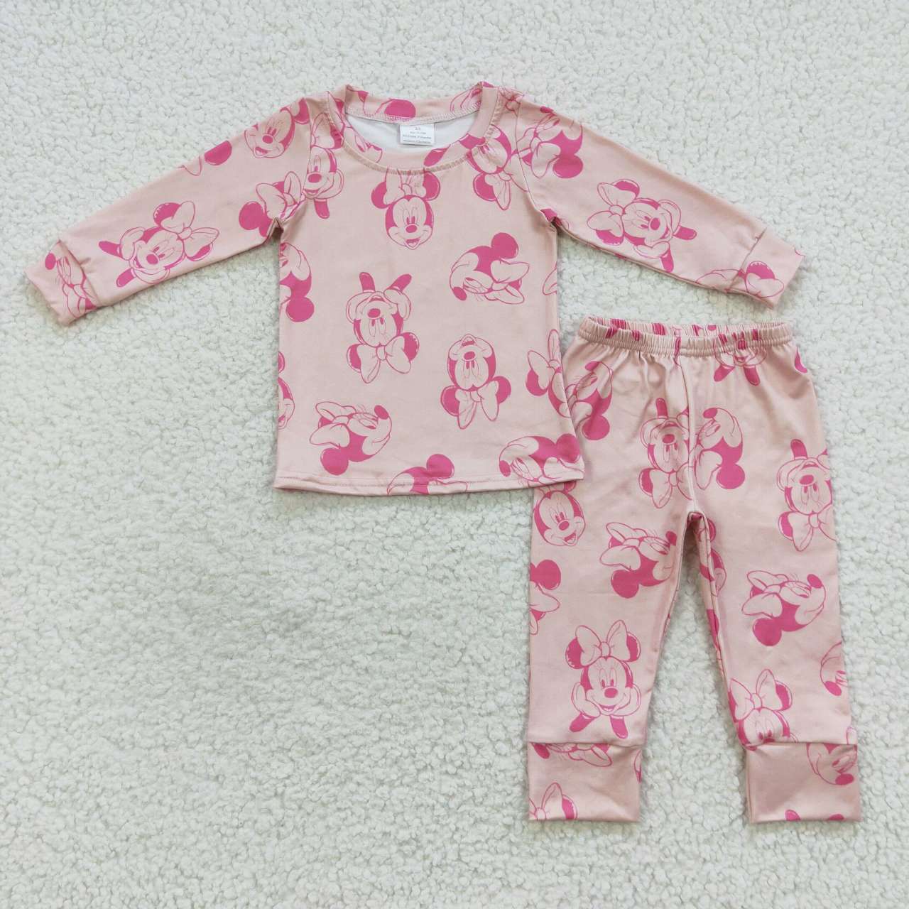 GLP0586 Cartoon pink Minnie long-sleeved trousers suit