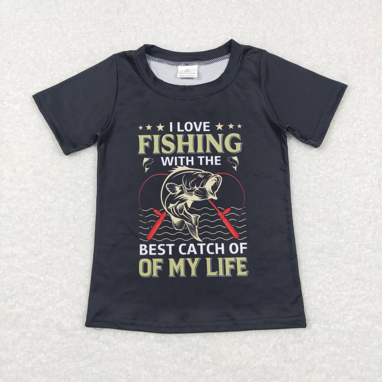 BT0414 Fishing lettering fishing short-sleeved top