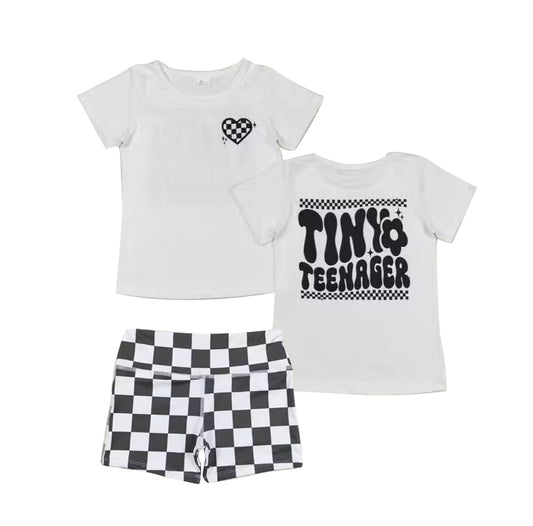 rts no moq GT0527 White top and plaid shorts sets