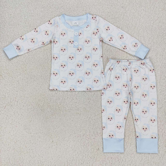 BLP0292 Santa Claus light blue and white long-sleeved trousers suit