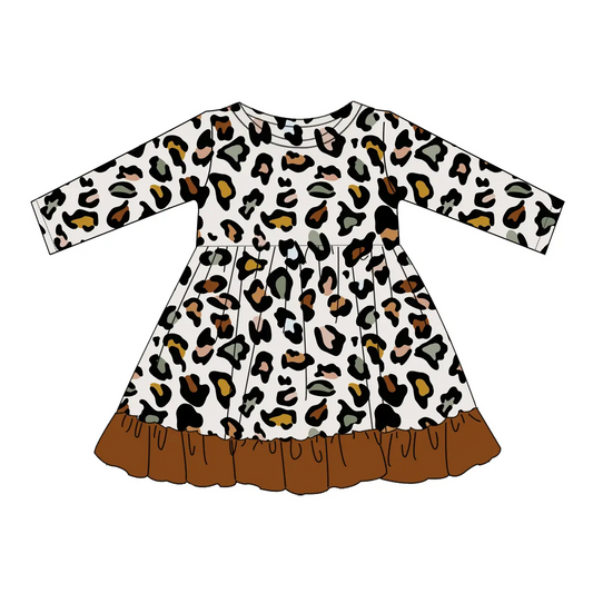 Custom moq 3 eta 7/8week moq 5 eta /4/5week  Colorful leopard print long sleeve dress