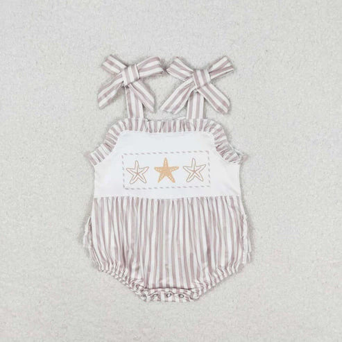 RTS NO MOQ  Baby Girls Boys Sibling Star Fish Stripes Dresses Sets