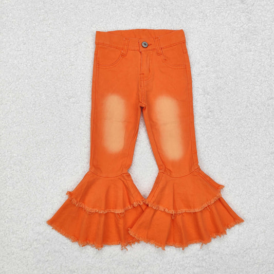 RTS NO MOQ ETA 5/7days Arrived E1-11 Orange Bleached Double Lace Jeans