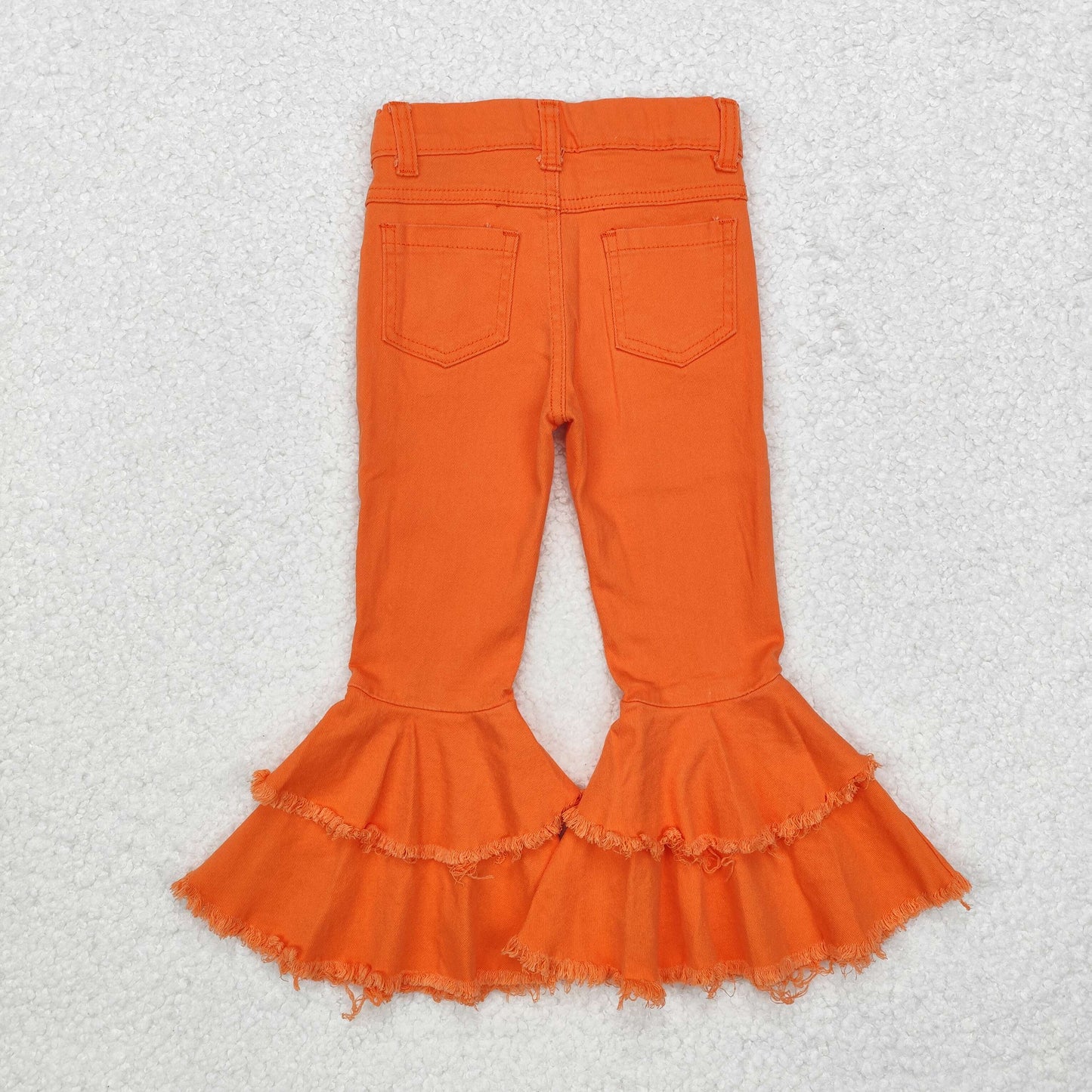 RTS NO MOQ ETA 5/7days Arrived E1-11 Orange Bleached Double Lace Jeans