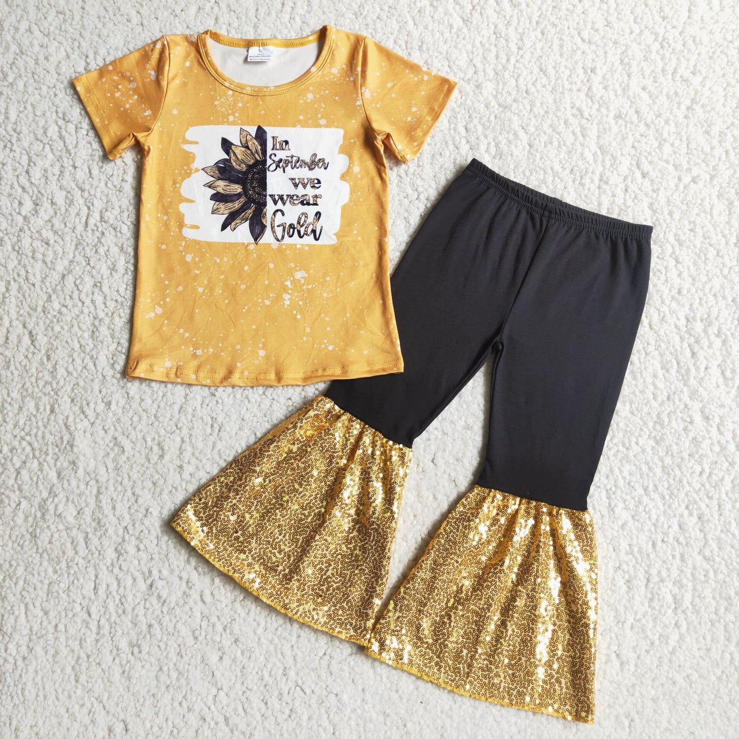 rts no moq E4-29 Sunflower Initiative Sequined Flared Pants Set