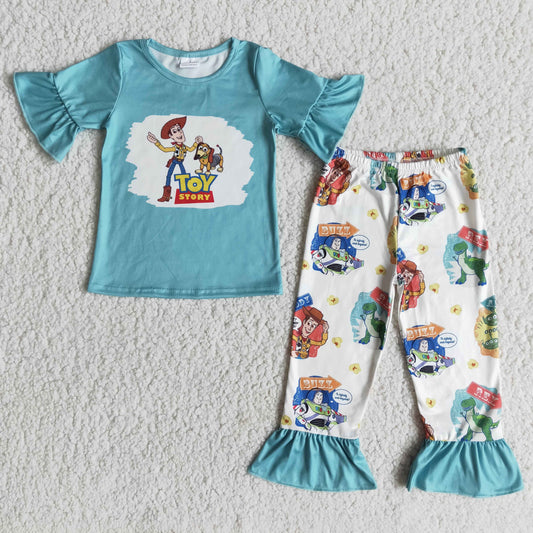 E6-26 Girl Cartoon Toy Story Blue Pants Suit