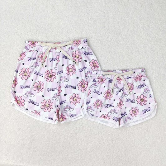 RTS Mama and Mini Flowers Rainbow Summer Shorts Bottoms