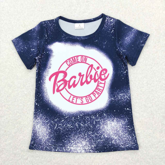 GT0310 barbie letter blue and black short sleeve top