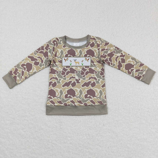 BT0378 Embroidered Duck Elk Camouflage Long Sleeve Top