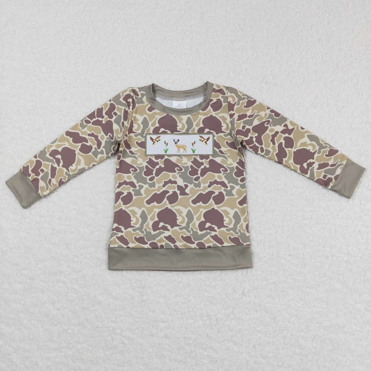 BT0378 Embroidered Duck Elk Camouflage Long Sleeve Top