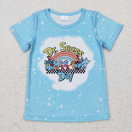 GT0365 dr seuss rainbow blue short sleeve top