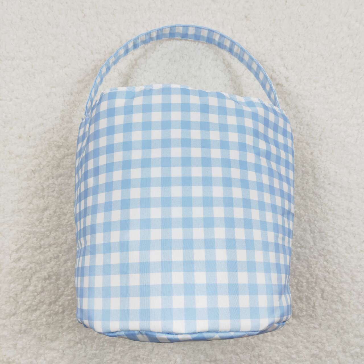 BA0161 Colorful rabbit blue and white plaid bucket bag