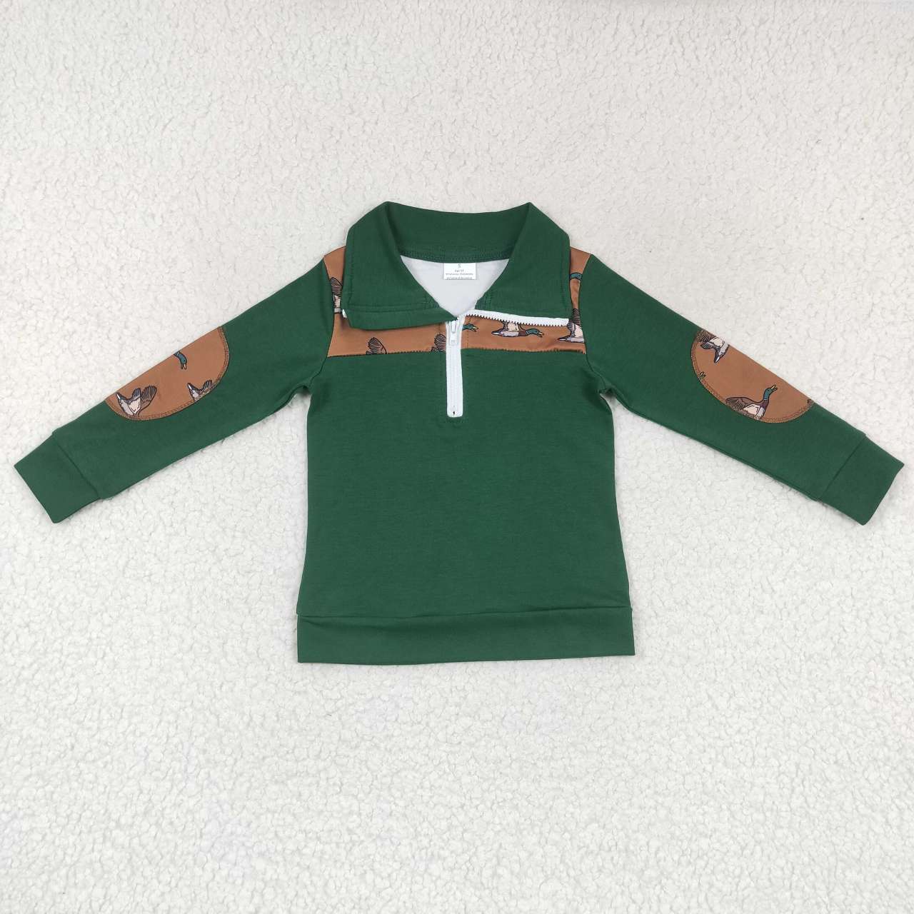 BT0280 Mallard Tan Green Zip Long Sleeve Top