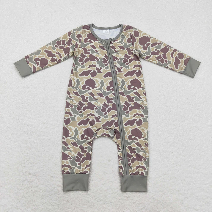 RTS NO MOQ Boys Camo Bamboo Pajamas Rompers Sibling Clothes Sets