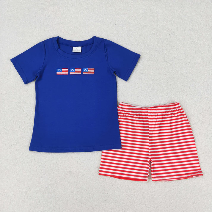 RTS Baby Girls Boys 4th Of July Flags Sibling Clothing Sets