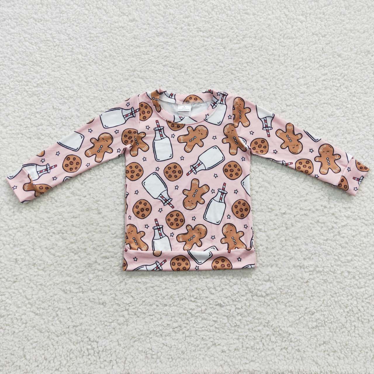 GT0220 Gingerbread Man Milk Cookie Pink Long Sleeve Top
