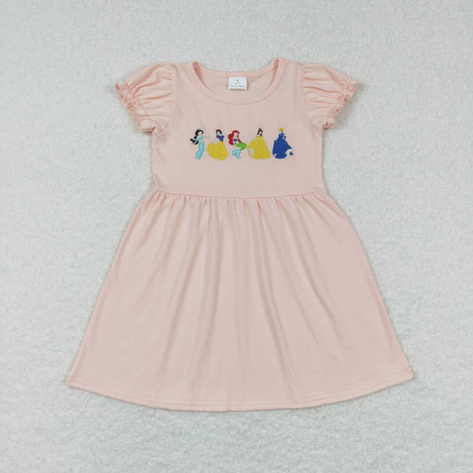 GSD0510 Embroidered Cartoon Pink Short Sleeve Dress
