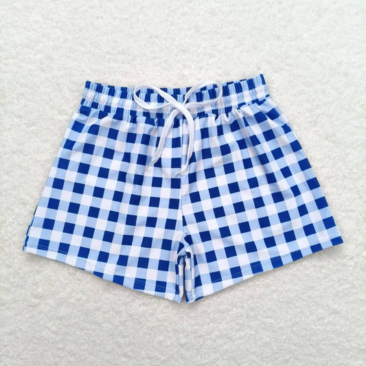 RTS  S0232 Blue and white plaid swimming trunks