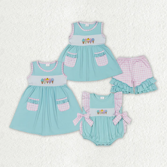 RTS Baby Girls Popsicle Sibling Sister Rompers Dresses Outfits Clothes Sets