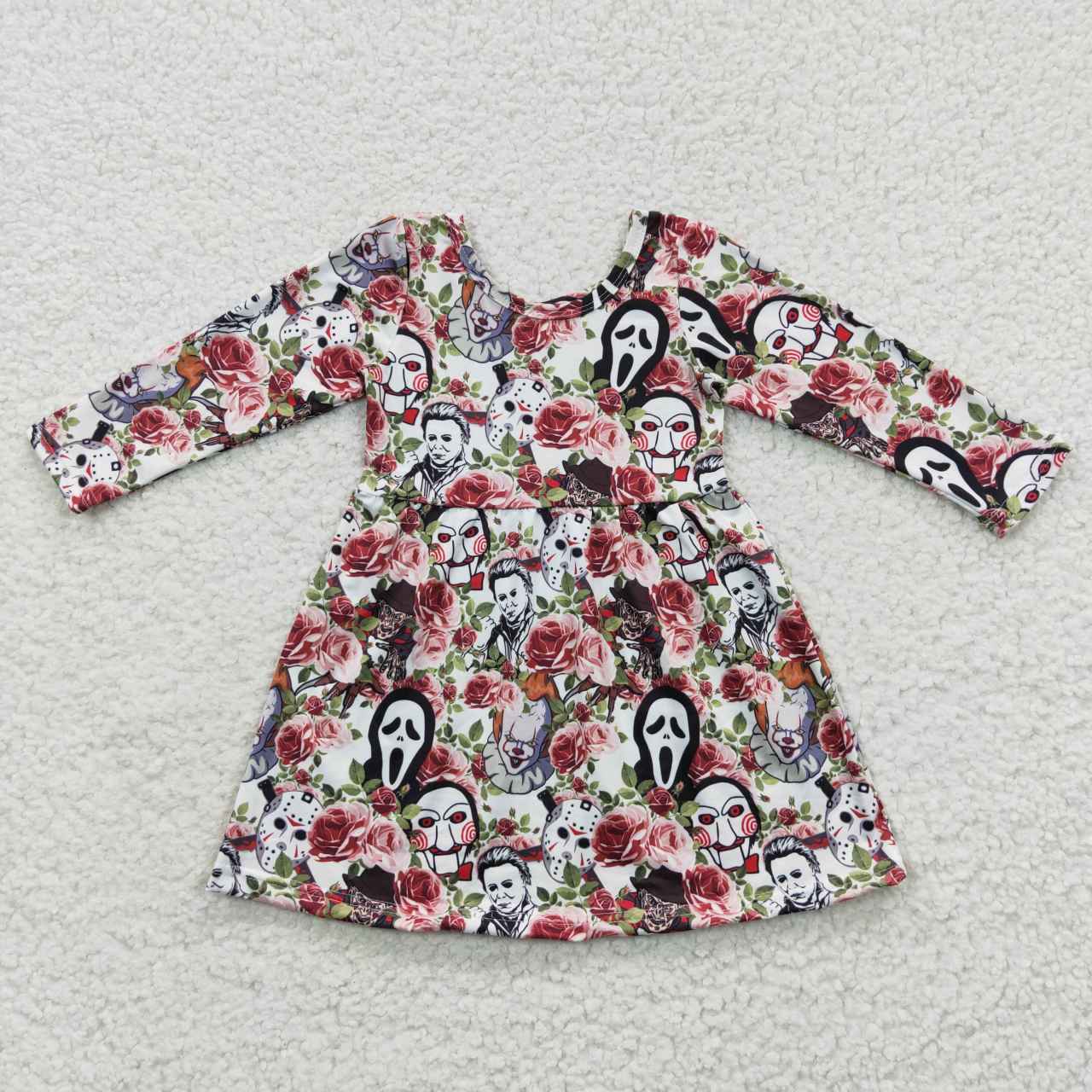 GLD0191 Girls Halloween Flower Mask Men Long Sleeve Dress