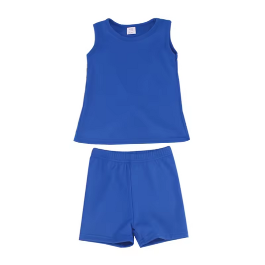 custom moq 3 cotton fabric eta 5-6week Cotton blue  shorts  Shorts Set