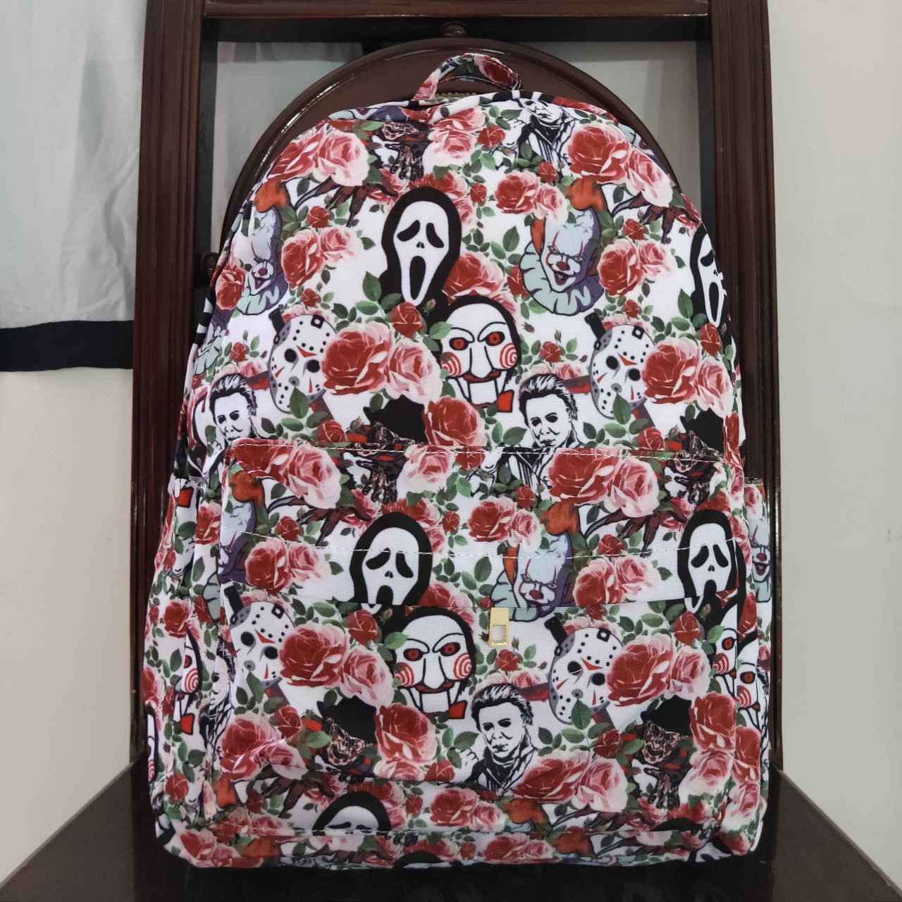 BA0060 Halloween Flower Mask Man Backpack