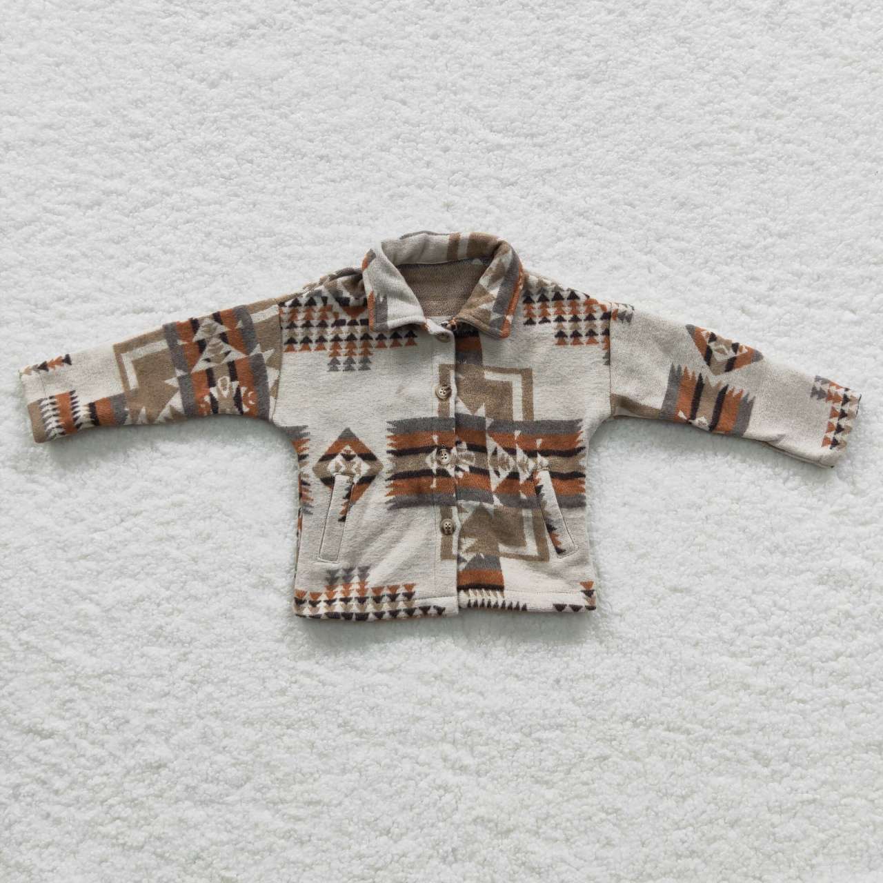 BT0279 Orange and Black Arrow Geometric Long Sleeve Shirt