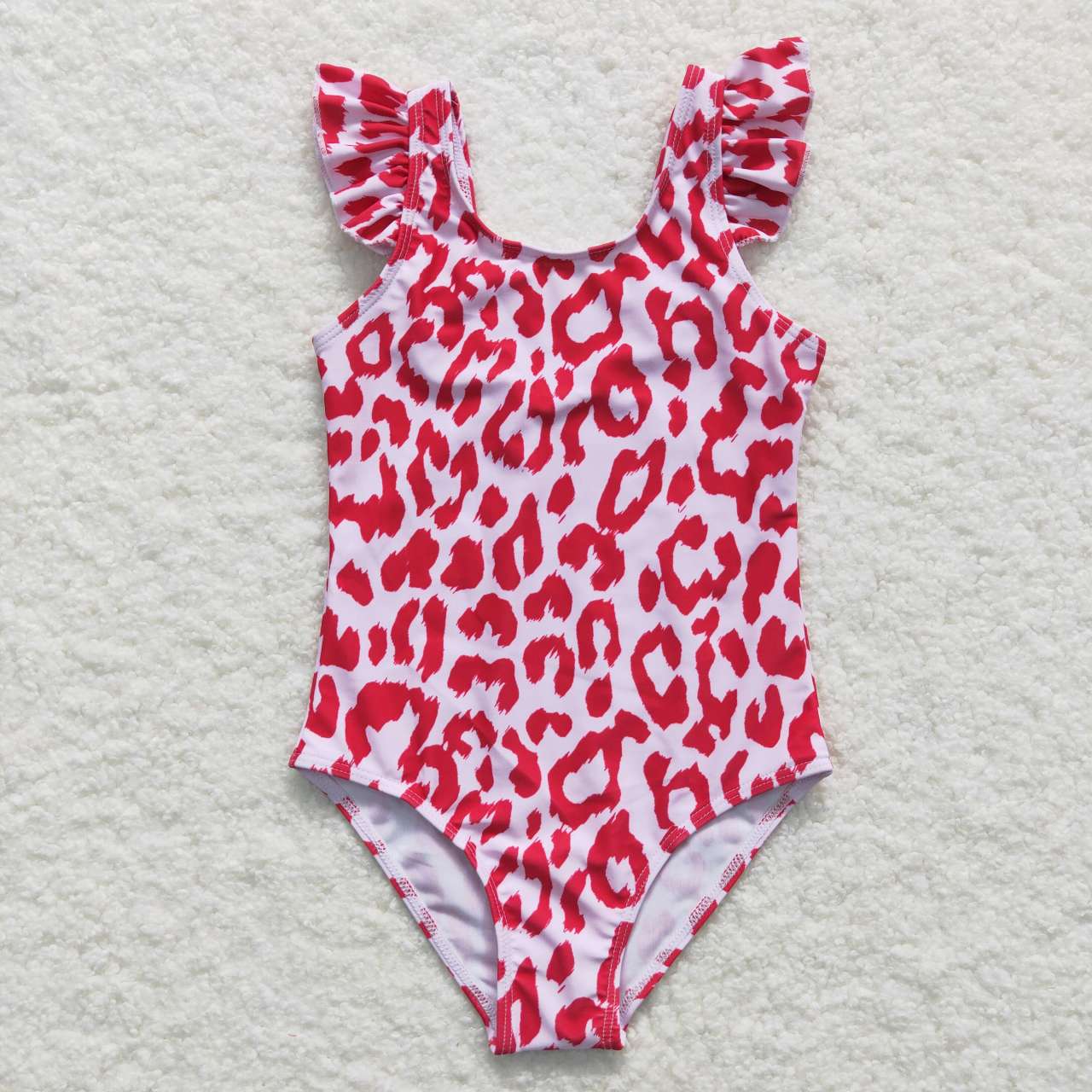 S0155 Leopard print red and white one-piece swimsuit