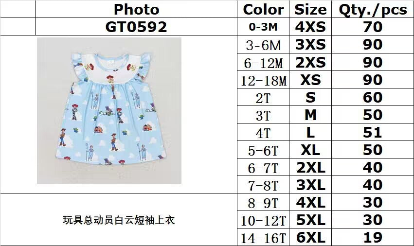 rts no moq GT0592 baby girl clothes cartoon girl summer tshirt