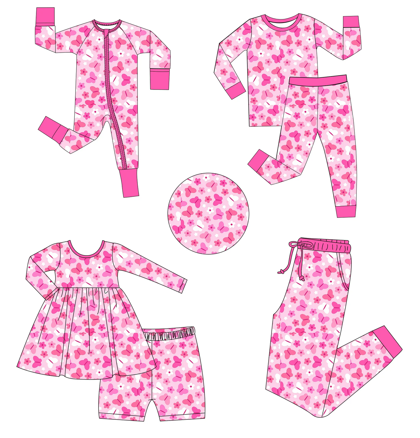 Custom moq 3 MIX SIZE eta 7/8week moq 5 eta /4/5week Rose Pink Flower-Bow Long Mixed Suit