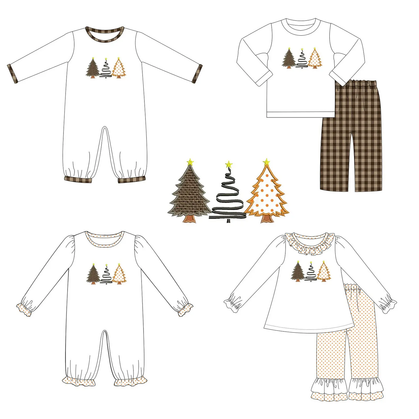 Custom moq 3 MIX SIZE eta 7/8week moq 5 eta /4/5week Embroidery three-form Christmas tree pattern mixed set