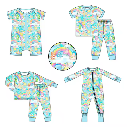 Custom moq 3 MIX SIZE eta 7/8week moq 5 eta /4/5week Lake Blue Rainbow Bear-Cloud Pattern Mixed Set