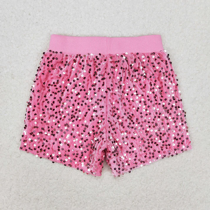 RTS NO MOQ Baby Girls Sibling Sister Sequin Summer Shorts
