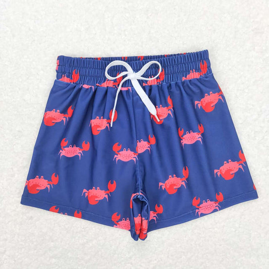 S0170 Red crab navy blue swimming trunks