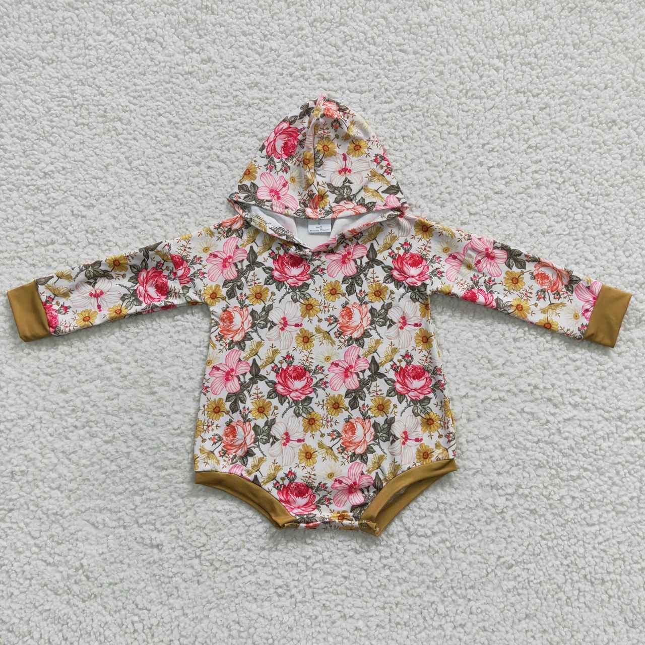 LR0299 Floral Hooded Long Sleeve Bodysuit