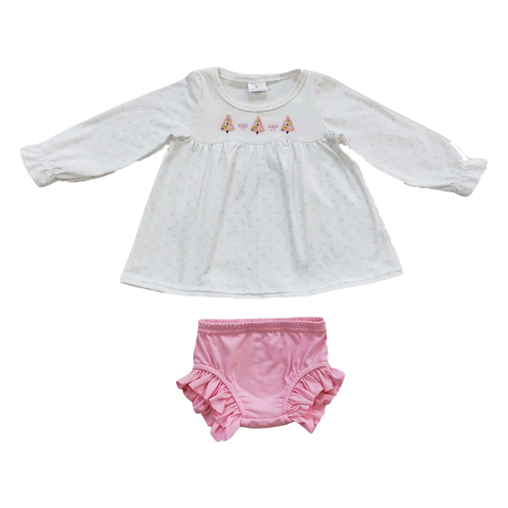 RTS NO MOQ Sibling baby girls clothes Christmas Lantern Sleeve Long Sleeve Top Thong Sets