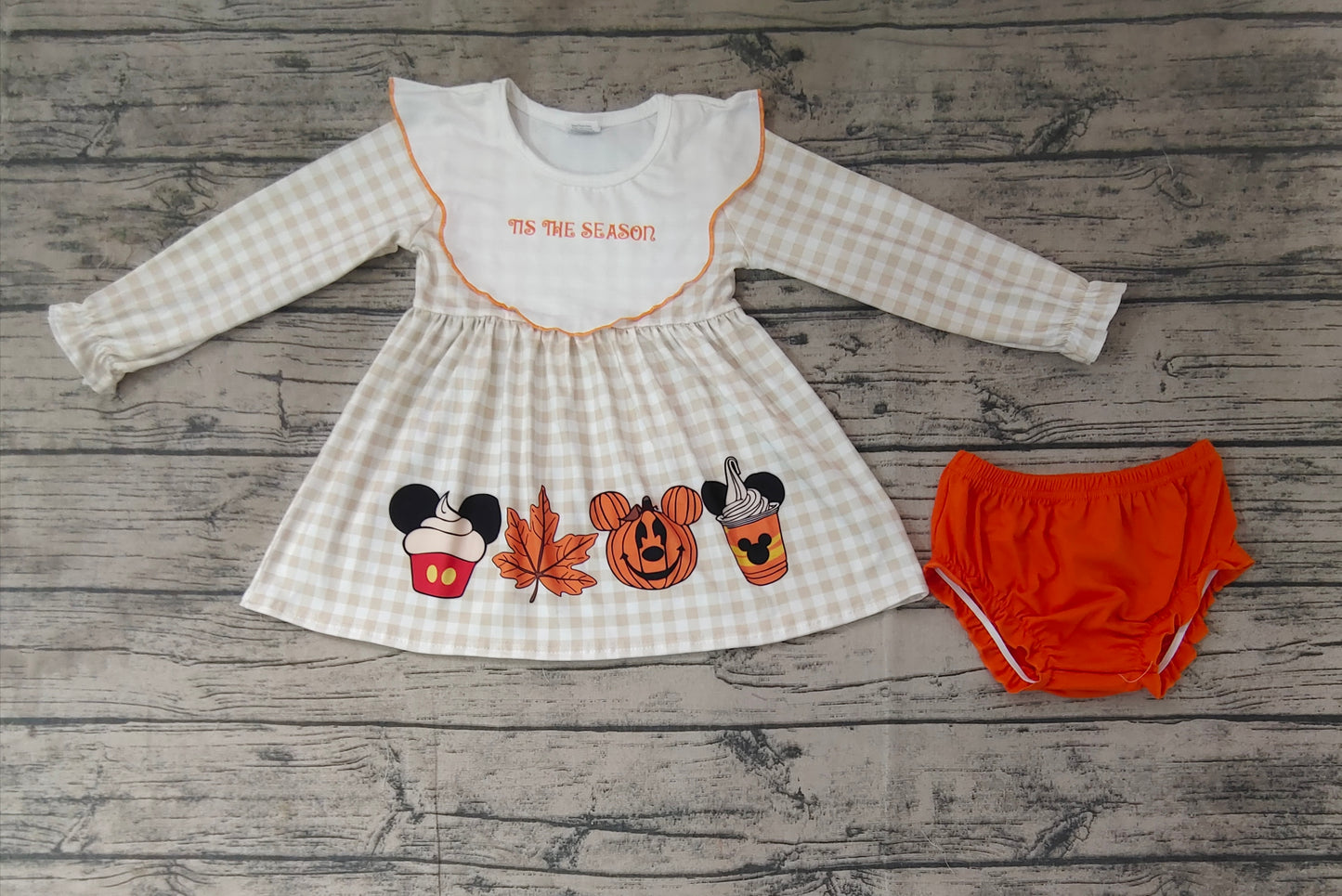 no moq GBO0442 pre-order baby girl clothes mickey pumpkin fall orange long sleeve briefs suit