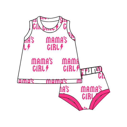 no moq GBO0456 pre-order baby girl clothes MAMA GIRL sleeveless briefs suit-2024.12.9