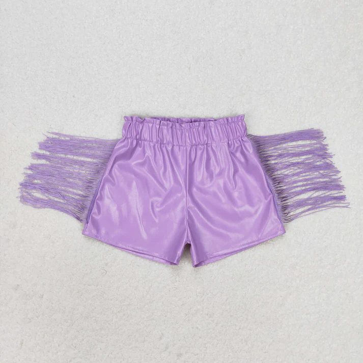 RTS NO MOQ Baby Girls Tassels Fashion Sibling Sister Pleather Shorts