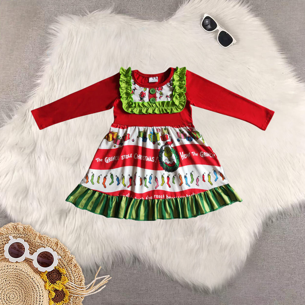 RTS Sibling baby girls clothes Christmas long Sleeve dress