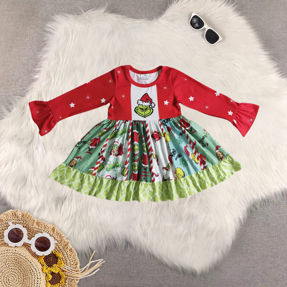 RTS Sibling baby girls clothes Christmas long Sleeve dress