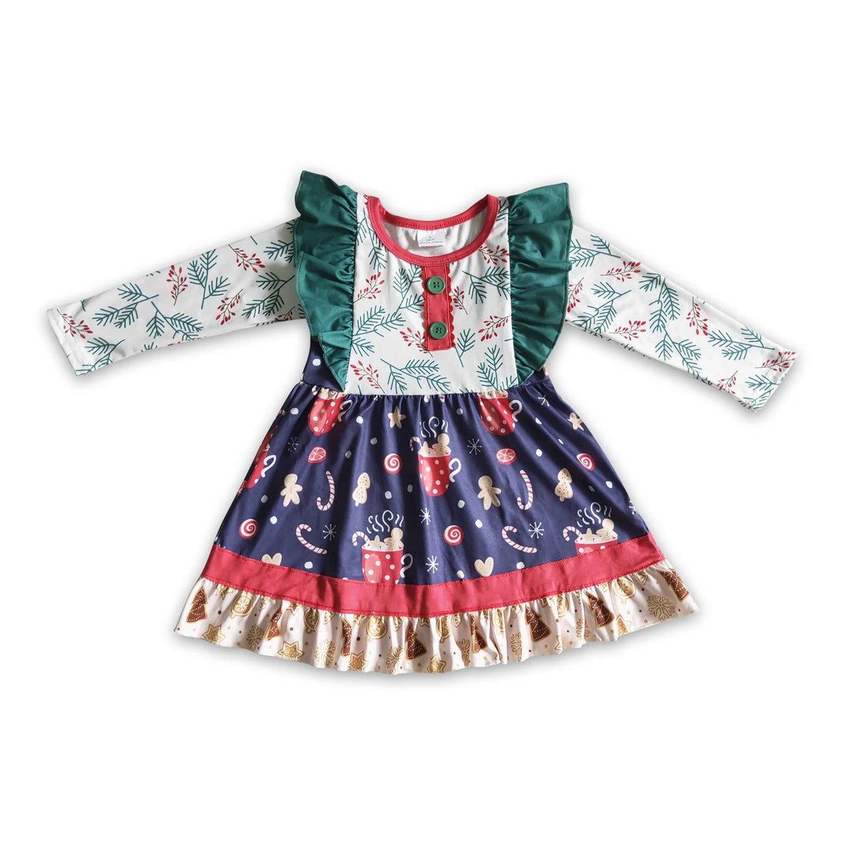 RTS NO MOQ Sibling baby girl clothes Christmas long sleeve dresses