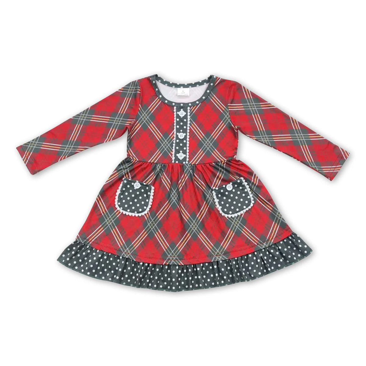 RTS NO MOQ Sibling baby girl clothes Christmas long sleeve dresses