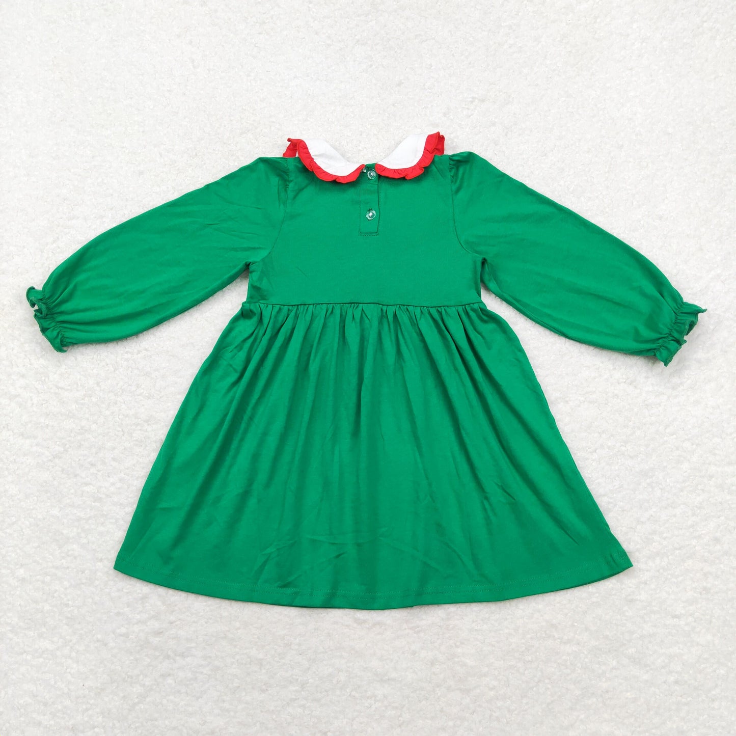 rts no moq GLD0559 Embroidered Christmas tree doll collar green long-sleeved dress