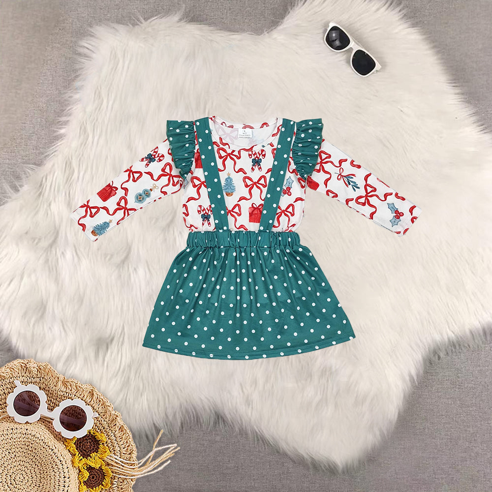 RTS NO MOQ Baby Girls Christmas bow Clothes dress and romper