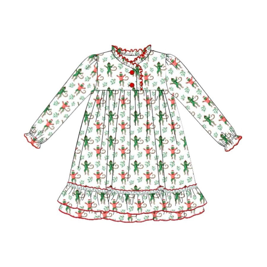 no moq GLD0623 pre-order baby girls clothes Christmas long-sleeved dress-2024.7.16