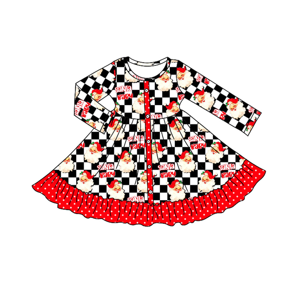 no moq GLD0638 pre-order baby girls clothes Christmas red long-sleeved dress-2024.7.19