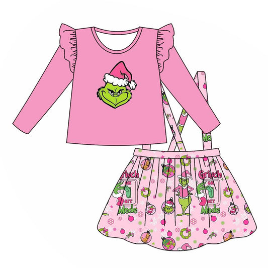 no moq GLD0641 pre-order baby girls clothes Christmas pink long-sleeved dress-2024.7.19