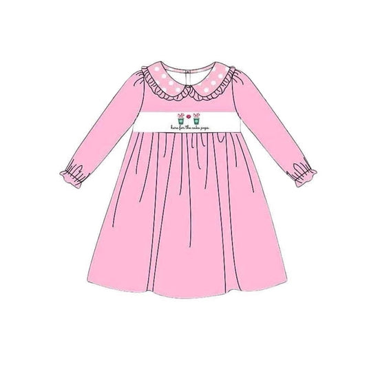 no moq GLD0642 pre-order baby girls clothes pink long-sleeved dress-2024.7.20