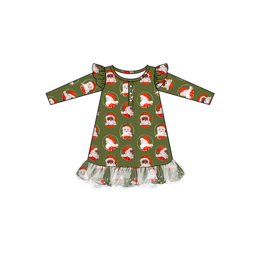 no moq GLD0707 pre-order baby girls clothes Christmas green long sleeve dress-2024.8.5